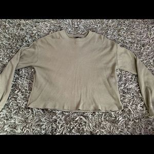 Army green cropped sweater